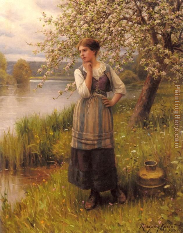 Beneath The Apple Tree painting - Daniel Ridgway Knight Beneath The Apple Tree art painting